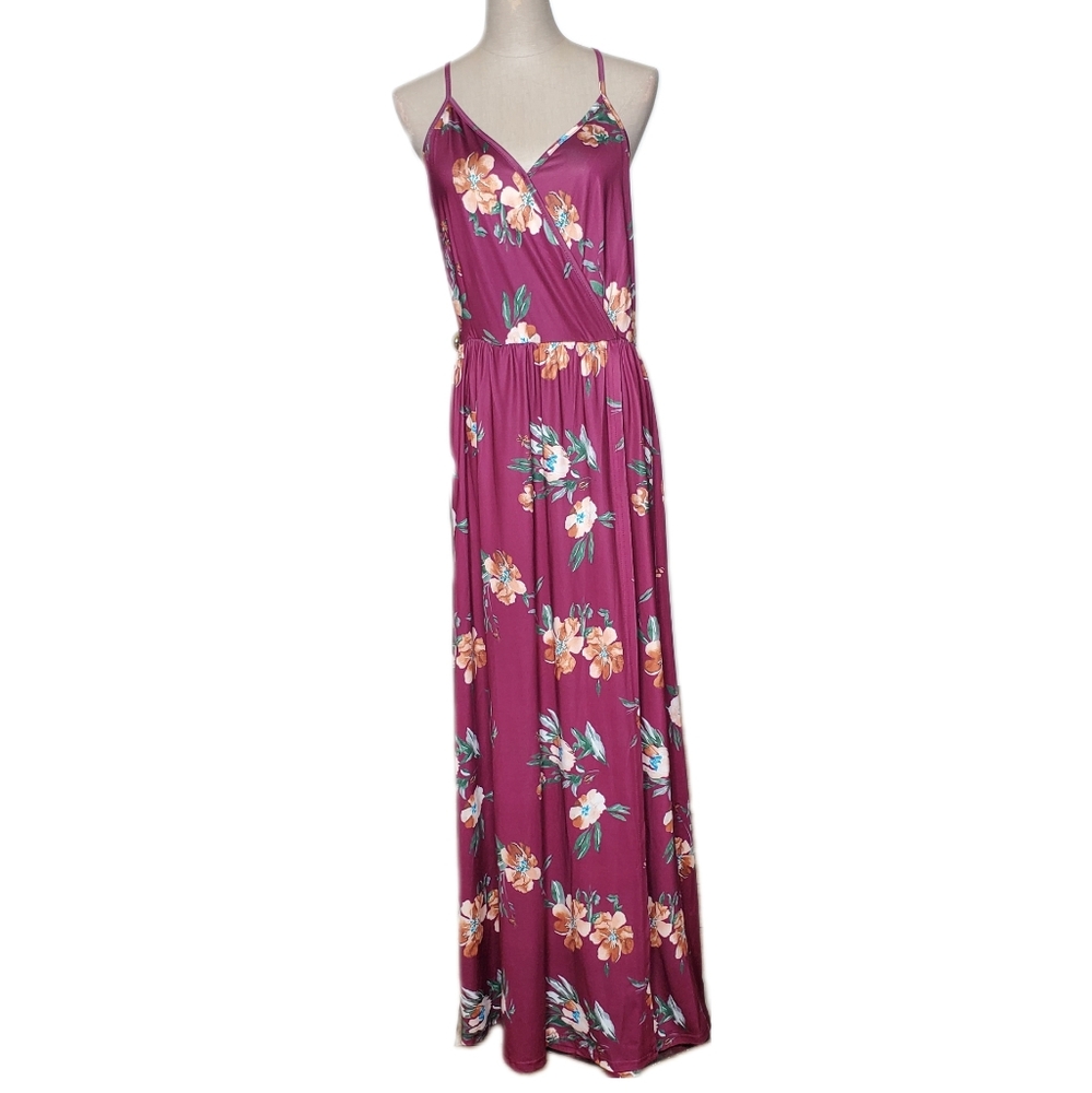 ININ Women's NWT Burgundy Flower Dress Sz L